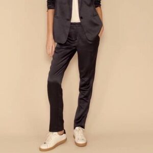 BA&SH Dana Crinkled Satin Slim-Leg Lady Pant Blue Business Casual Women’s Size 6